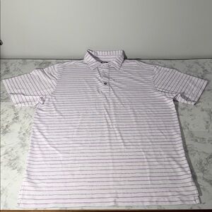 FJ Men’s White and Purple Striped Polo Shirt Size Medium